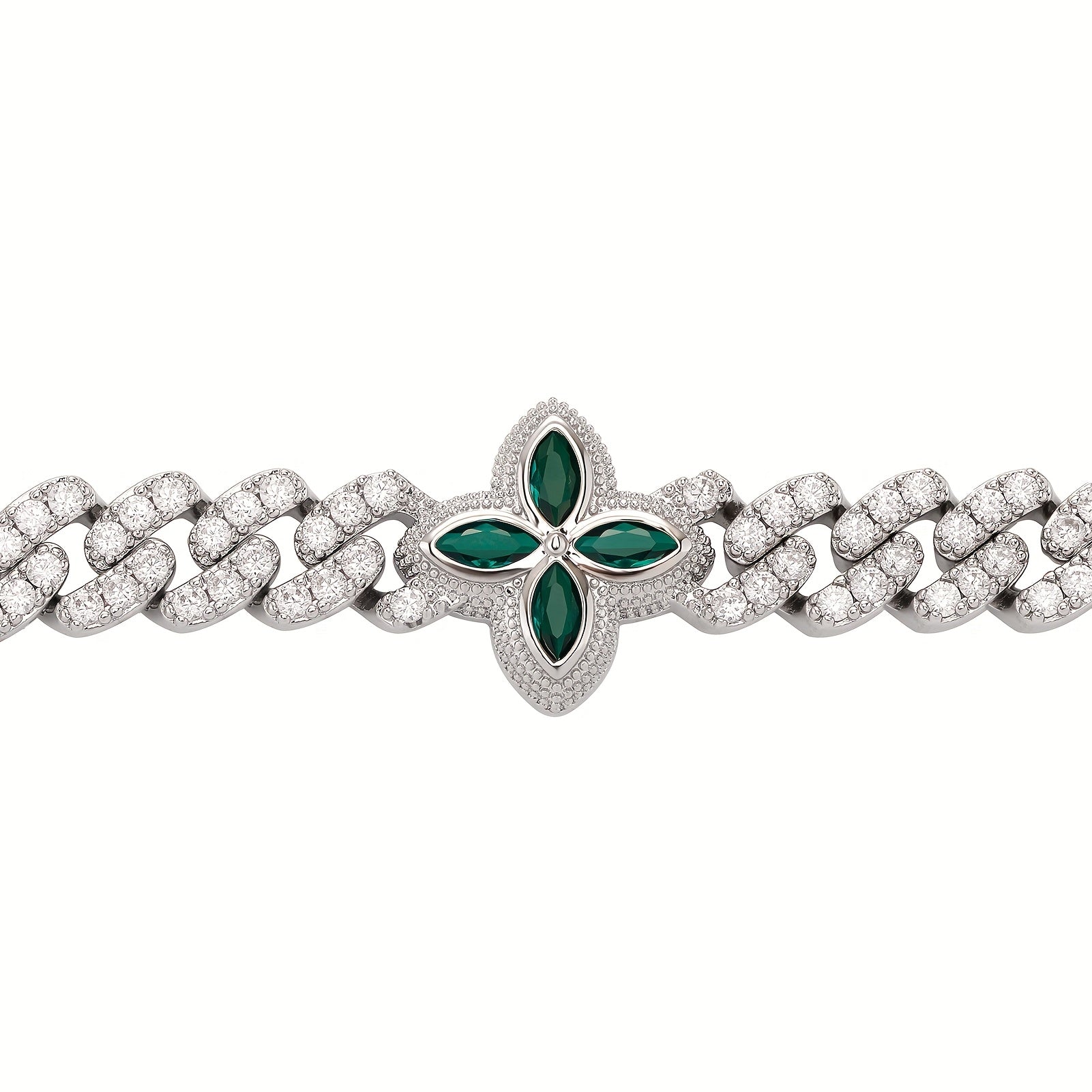 Green Stone Clover Bracelet - LovessLuxuryLovessLuxury61925121-Silvery green 17.78cm17.78cm