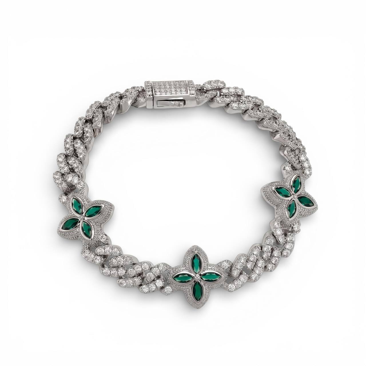 Green Stone Clover Bracelet - LovessLuxuryLovessLuxury61925121-Silvery green 17.78cm17.78cm